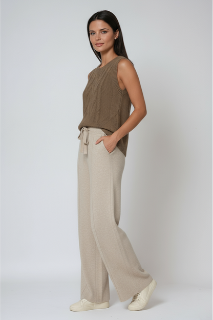 Cotton Knit Trousers | Drawstring Relaxed Fit Pants