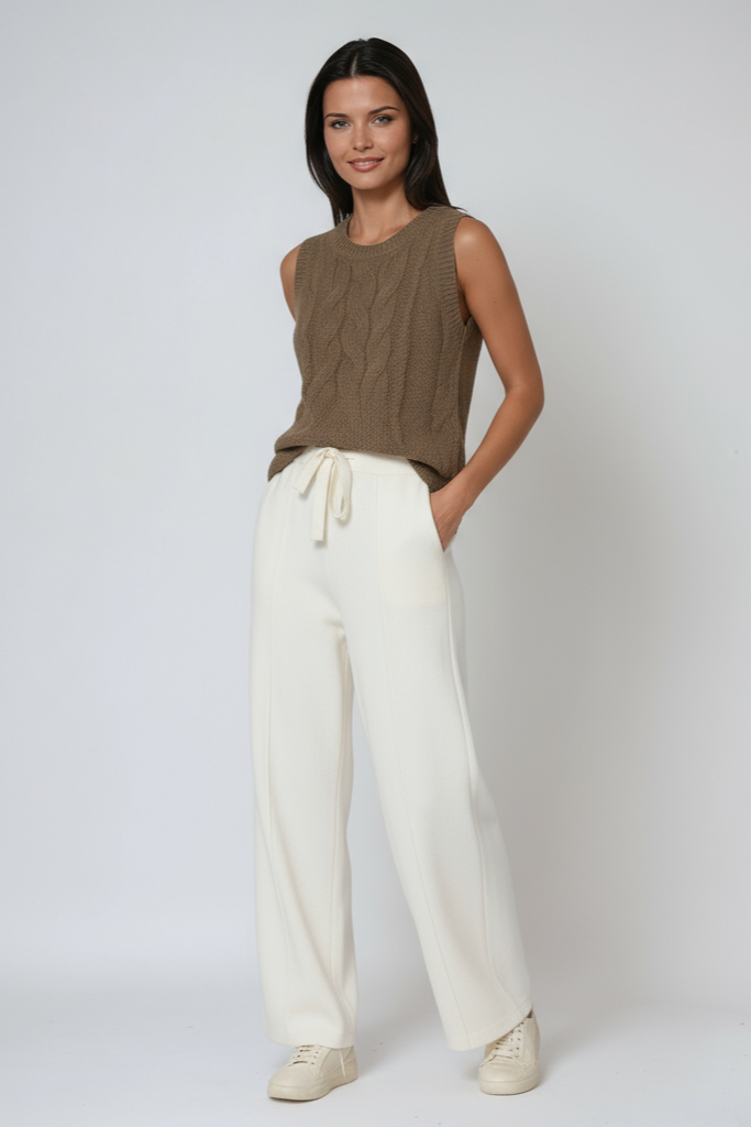 Cotton Knit Trousers | Drawstring Relaxed Fit Pants