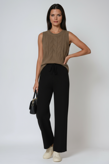 Cotton Knit Trousers | Drawstring Relaxed Fit Pants