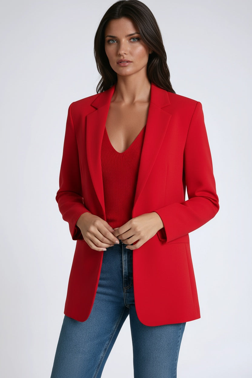 Linen Longline Blazer | Elegant Tailored Jacket
