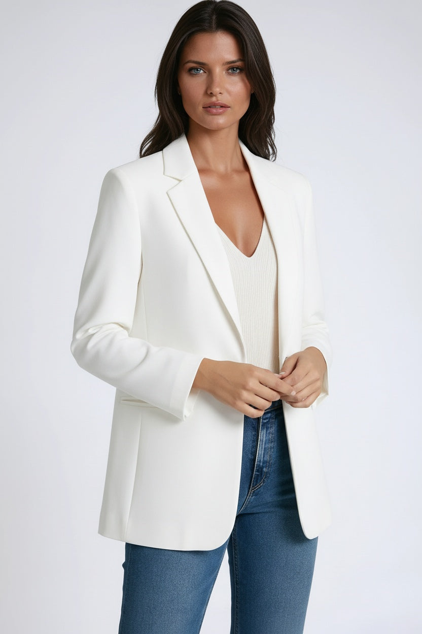 Linen Longline Blazer | Elegant Tailored Jacket