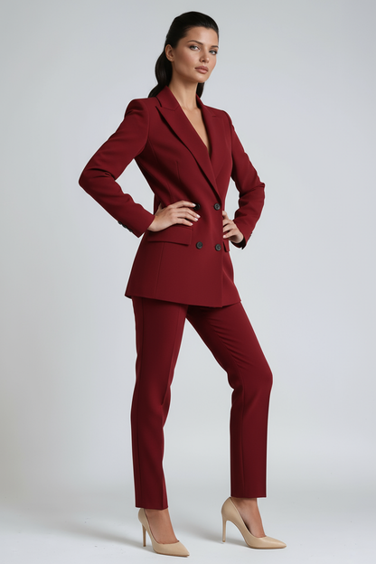 Linen Blazer Suit | Double-Breasted Two-Piece Set
