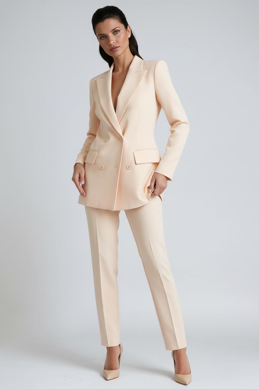 Linen Blazer Suit | Double-Breasted Two-Piece Set