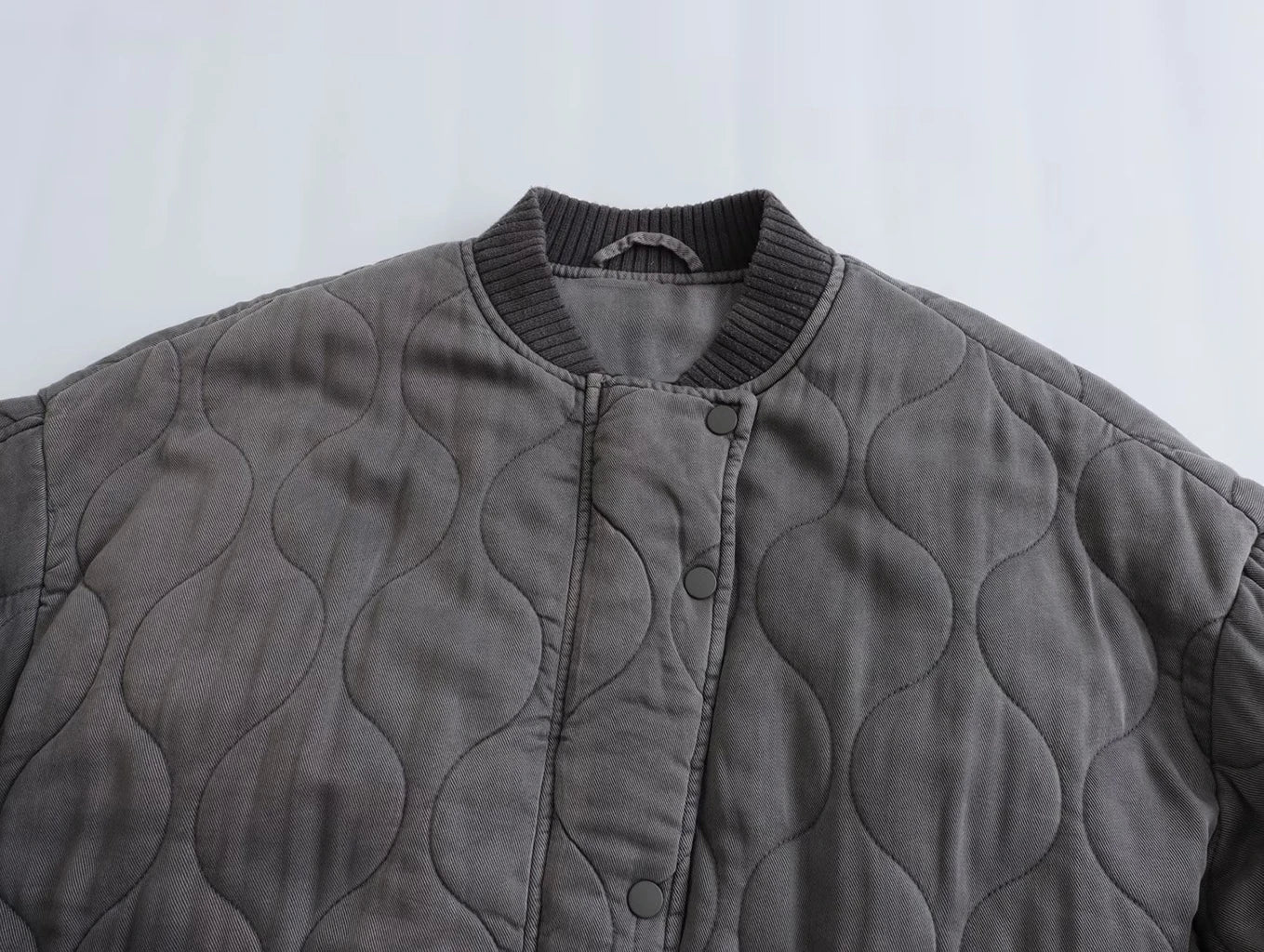 Women's Bomber Jacket | Oversized Grey Quilted Jacket