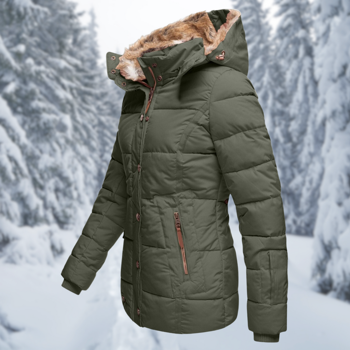 Women's Winter Coat | Hooded Faux Fur Padded Coat