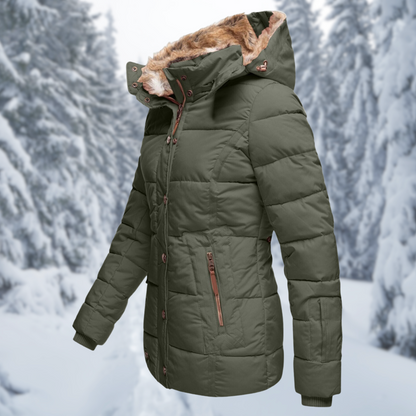 Women's Winter Coat | Hooded Faux Fur Padded Coat