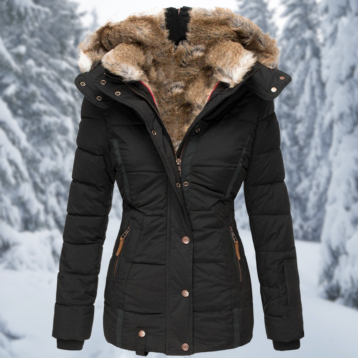Women's Winter Coat | Hooded Faux Fur Padded Coat