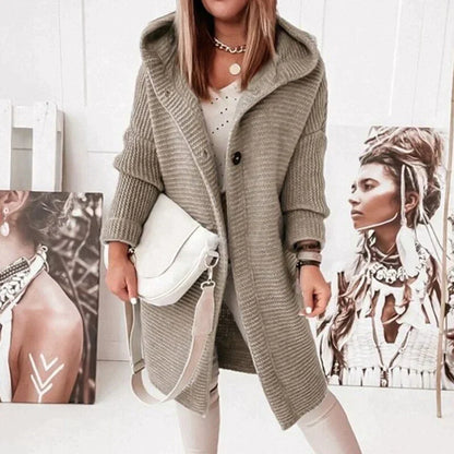 Long Hooded Cardigan | Longline Knit Coatigan