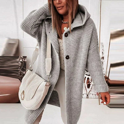 Long Hooded Cardigan | Longline Knit Coatigan