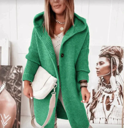 Long Hooded Cardigan | Longline Knit Coatigan