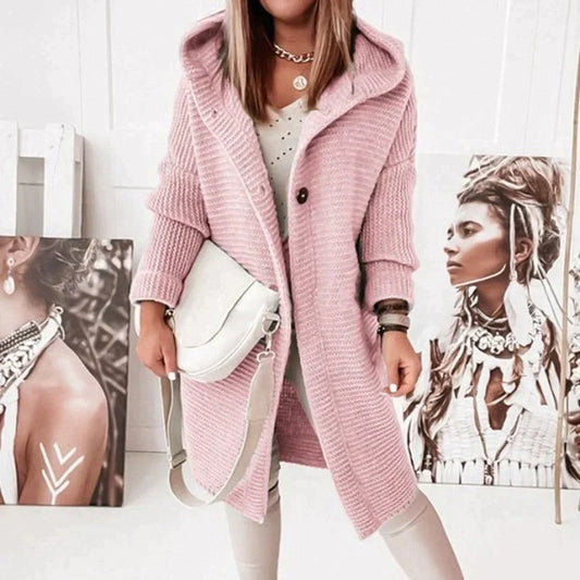 Long Hooded Cardigan | Longline Knit Coatigan