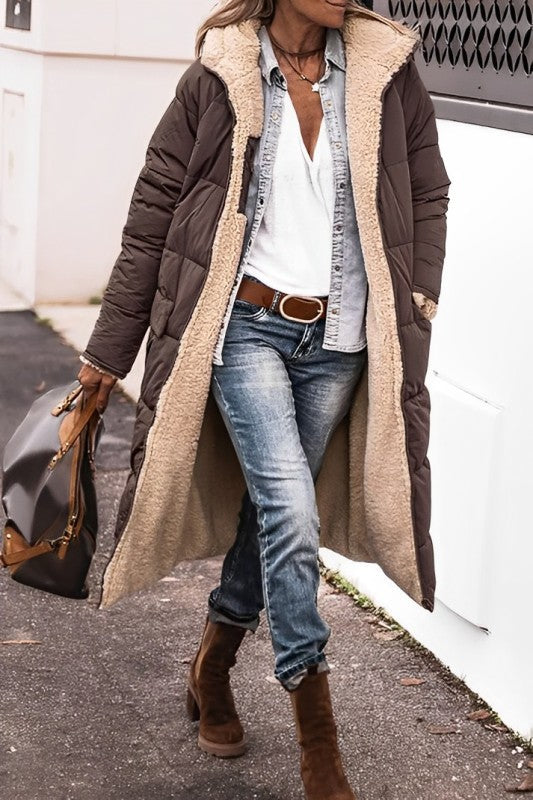 Long Winter Coat | Reversible Teddy-Lined Coat
