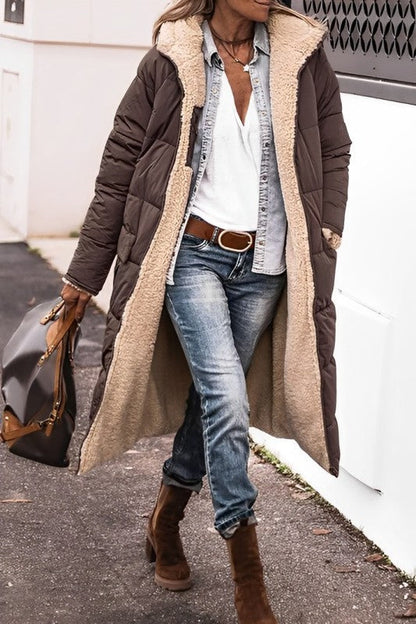 Long Winter Coat | Reversible Teddy-Lined Coat
