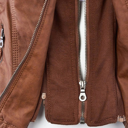 Women's Jacket | Faux Leather Hooded Biker Jacket