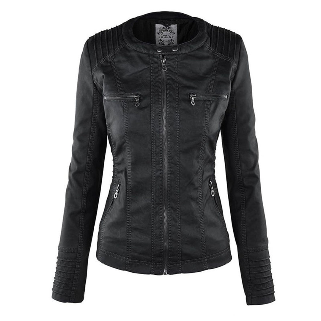 Women's Jacket | Faux Leather Hooded Biker Jacket