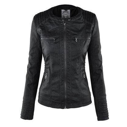 Women's Jacket | Faux Leather Hooded Biker Jacket