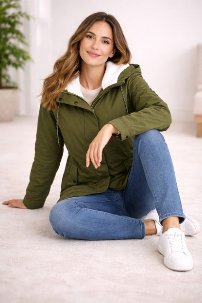 Winter Coat | Padded Hooded Mid-Length Coat