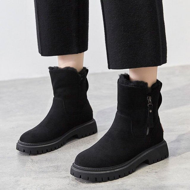Women's warm suede water-resistant winter boots