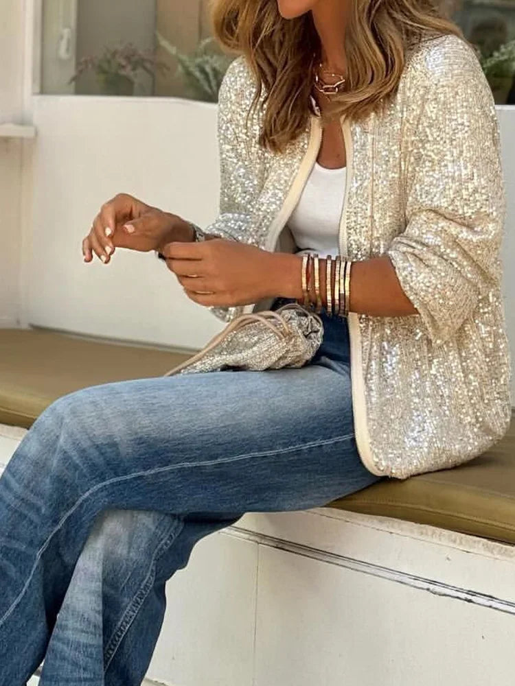 Sequin Zip Jacket | Sparkly Loungewear Jacket