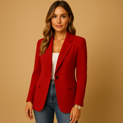 Linen Stretch Blazer | Single-Breasted Tailored Jacket