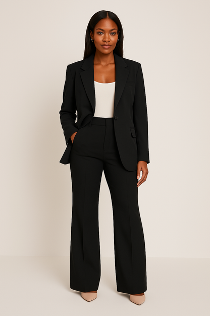 Women's tailored blazer and trousers suit set