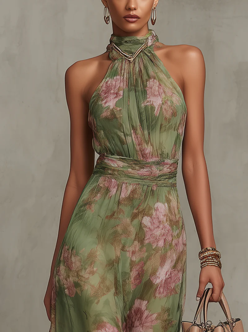 Women's Dress | Floral Halter Summer Dress