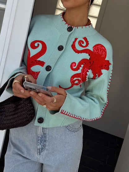 Cardigan | Octopus Graphic Knit Cardigan