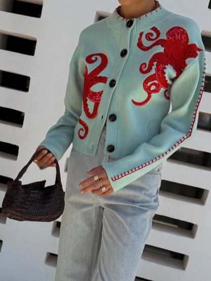 Cardigan | Octopus Graphic Knit Cardigan