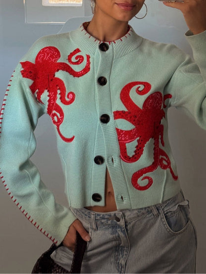 Cardigan | Octopus Graphic Knit Cardigan