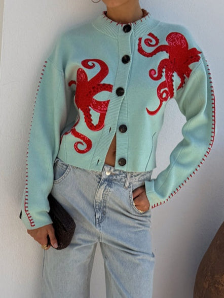 Cardigan | Octopus Graphic Knit Cardigan