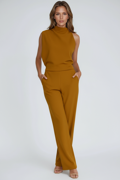 Linen One-Shoulder Jumpsuit | Wide Leg Asymmetric