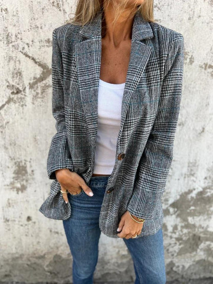 Blazer | Elegant Checked Tailored Blazer