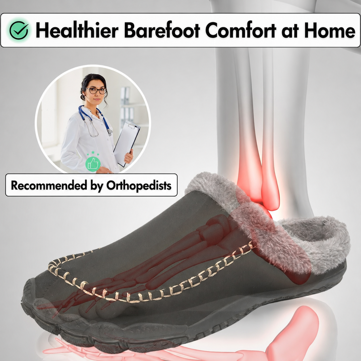 Barefoot Slippers | Fleece-Lined Cosy House Shoes