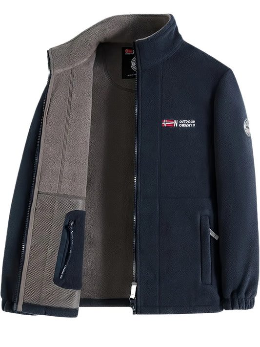 Men's high-collar outdoor fleece jacket