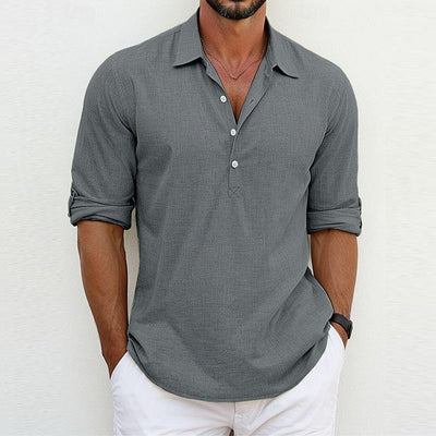 Men's Shirt | Long-Sleeve Polo-Collar Shirt