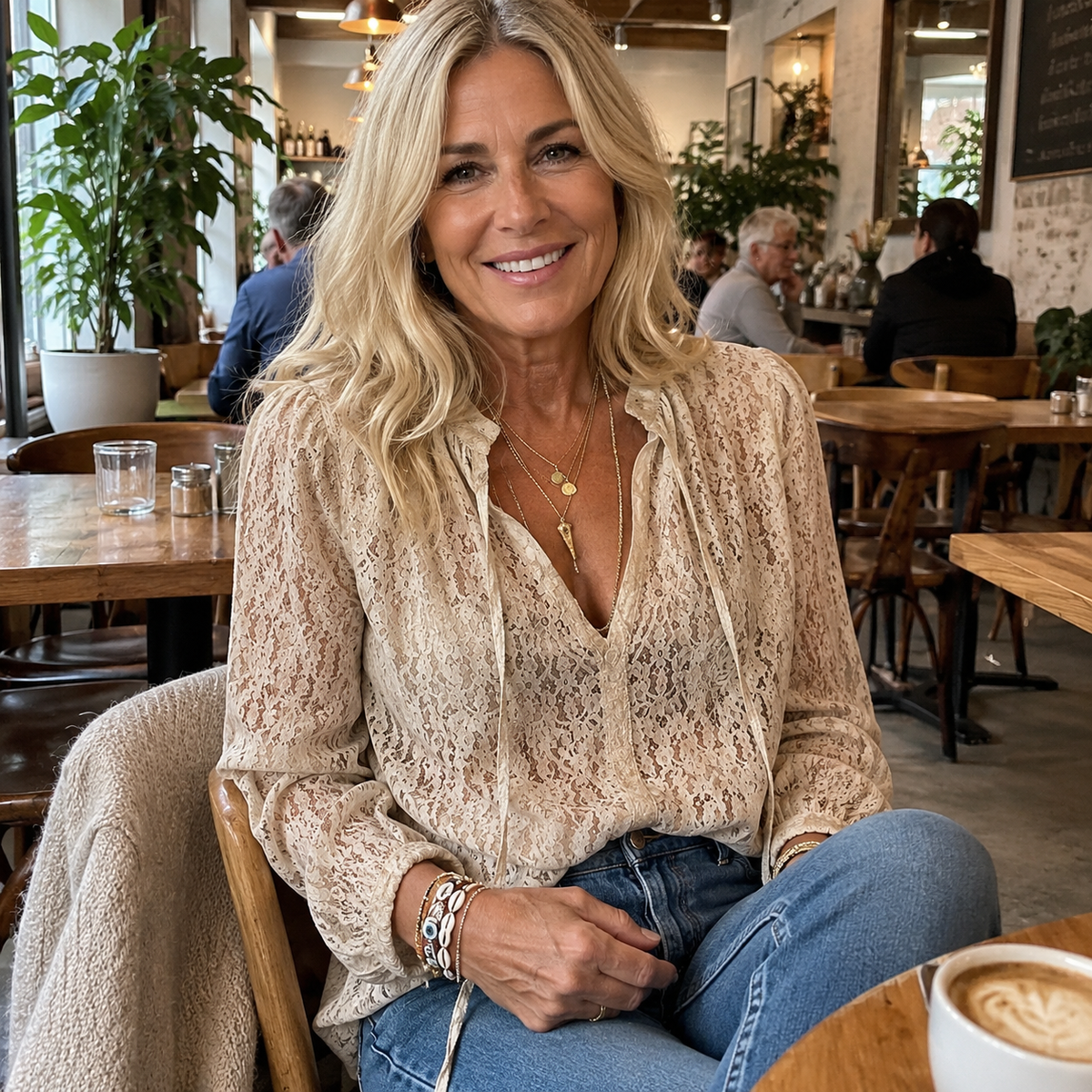 Linen Boho Blouse | Lace V-Neck Relaxed Top