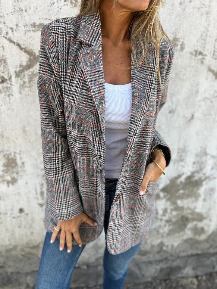 Blazer | Elegant Checked Tailored Blazer