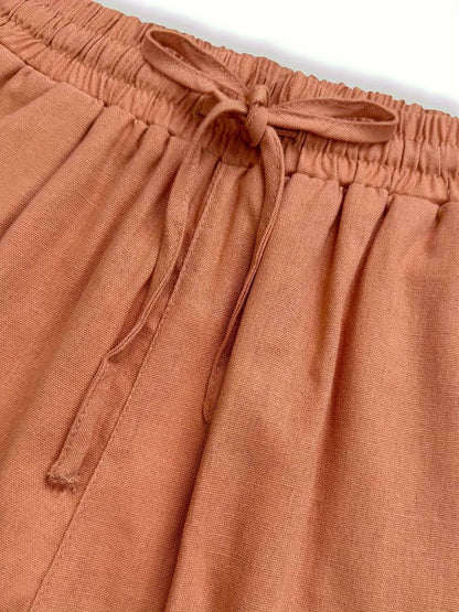 Cotton Drawstring Trousers | Relaxed Wide Pants