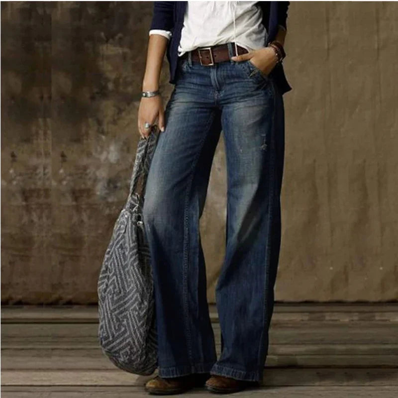 Trousers | Denim-Look Straight-Leg Pants