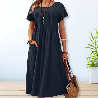Women's relaxed short-sleeve midi day dress