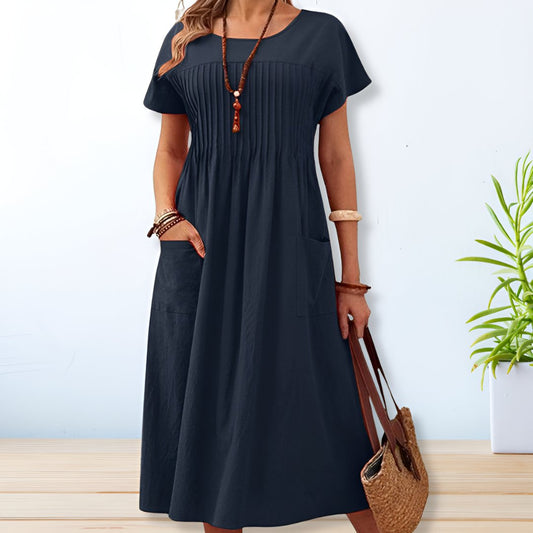 Women's relaxed short-sleeve midi day dress