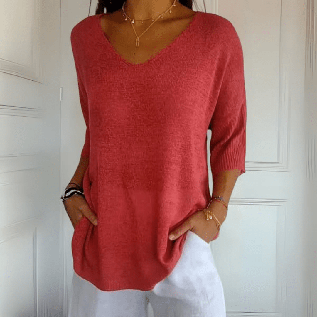 Women's V-neck loose knit jumper