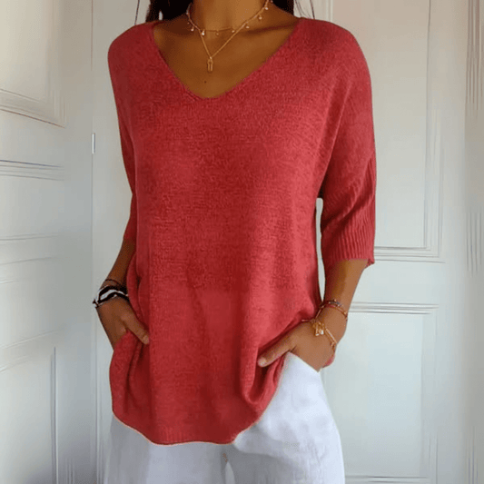 Women's V-neck loose knit jumper