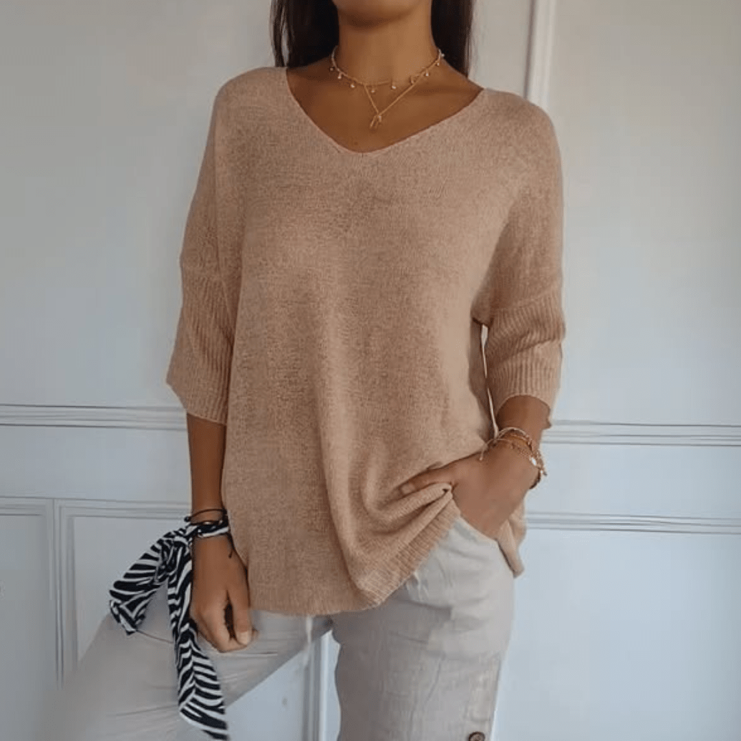 Sweater | V-Neck Loose Knit Jumper