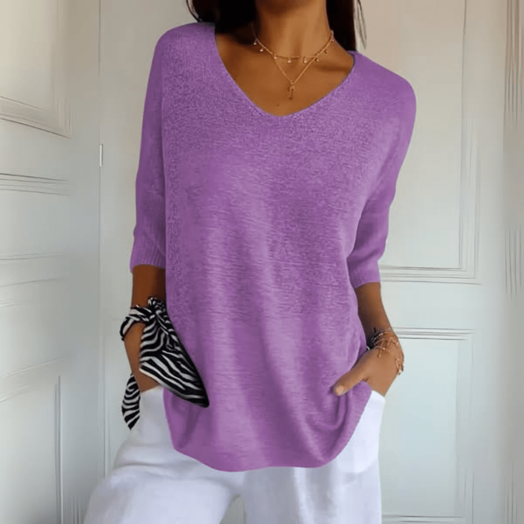 Sweater | V-Neck Loose Knit Jumper