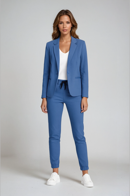 Women's linen classic blazer and trousers suit set