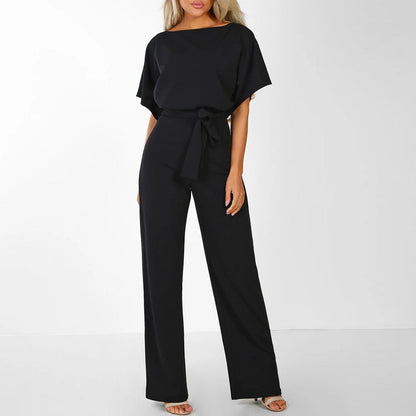 Linen Wide Leg Jumpsuit | Belted Elegant One-Piece