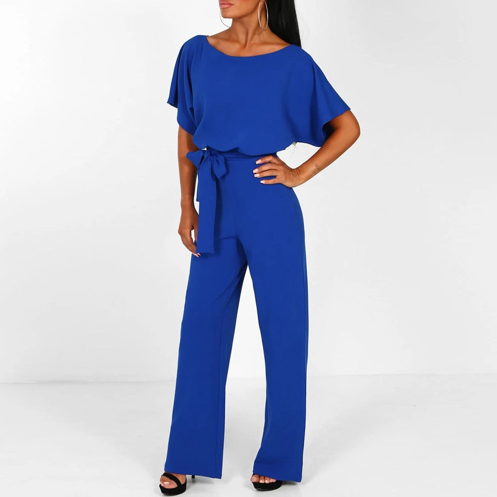 Linen Wide Leg Jumpsuit | Belted Elegant One-Piece