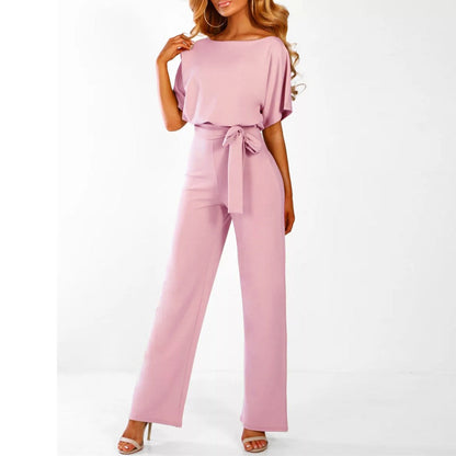 Linen Wide Leg Jumpsuit | Belted Elegant One-Piece