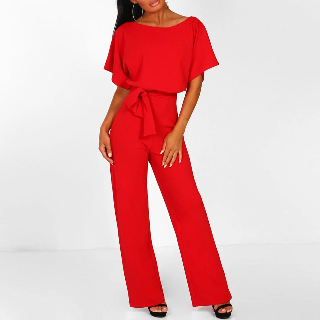 Linen Wide Leg Jumpsuit | Belted Elegant One-Piece